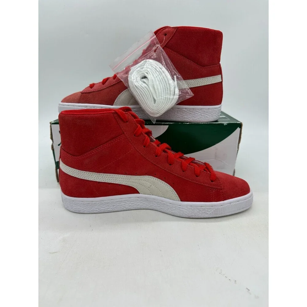 Puma Suede Mid XXI Men's Size 9 Red White Suede Athletic Shoes 380205 03